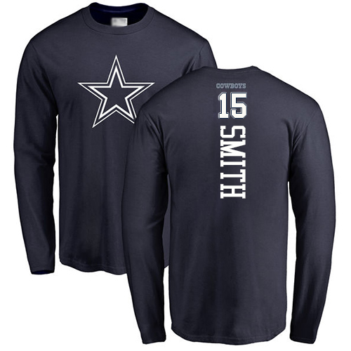 Men Dallas Cowboys Navy Blue Devin Smith Backer #15 Long Sleeve Nike NFL T Shirt